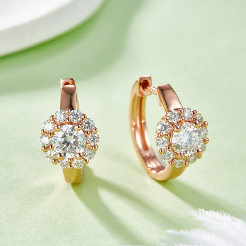 太阳花四爪耳环S925银Moissanite厘石D级1.6ct